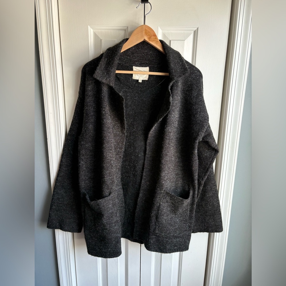 Thread & Supply Womens Dark Gray Open Front Cardigan Sweater Size Large Petite